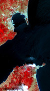 Infrarot-Satelliten-Foto der Straße von Gibraltar